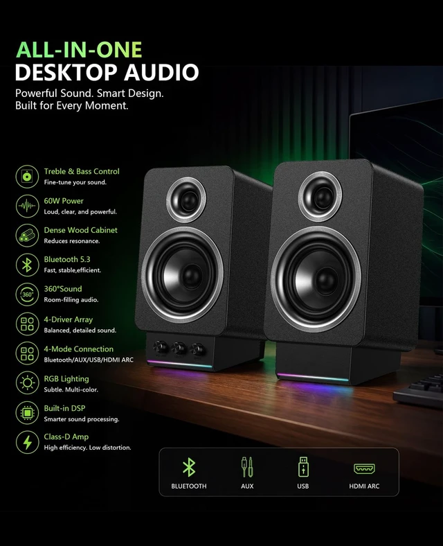 Alt view image 2 of 5 - Altrastorm Bluetooth Computer Speakers for Desktop PC, 60W, HDMI ARC