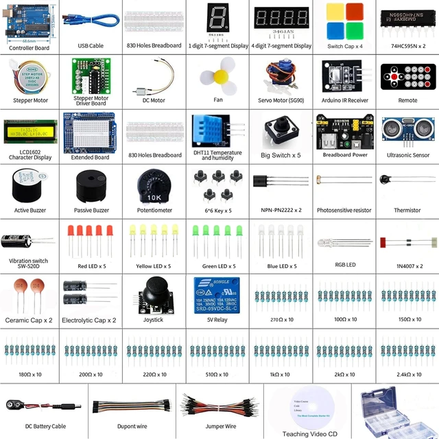 Alt view image 3 of 5 - Uno Super Starter Kit with Tutorial Compatible with Arduino IDE STEM Electronics Circuit Breadboard Include 720P Video Courses and Online Technical Support for Beginners
