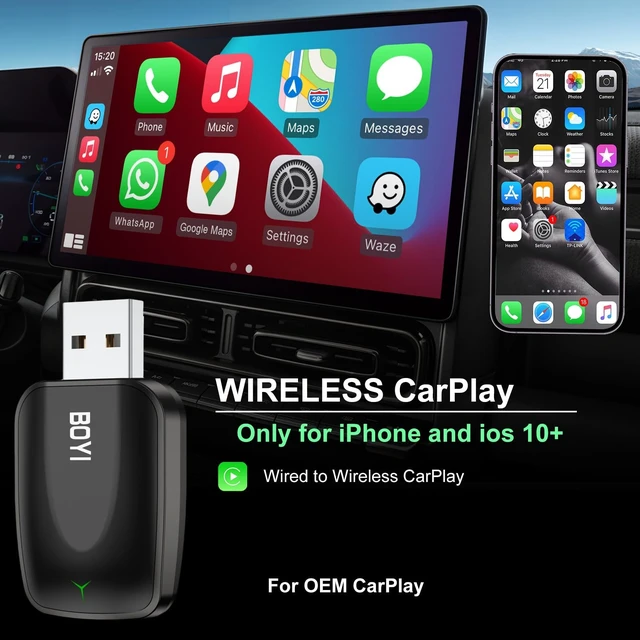 Alt view image 2 of 5 - Mini Wireless CarPlay Adapter for iPhone Hidden Plug & Play Dongle for Wired CarPlay Cars, Auto Connect, USB-A & C, iOS 10+ Compatible, CarPlay Only