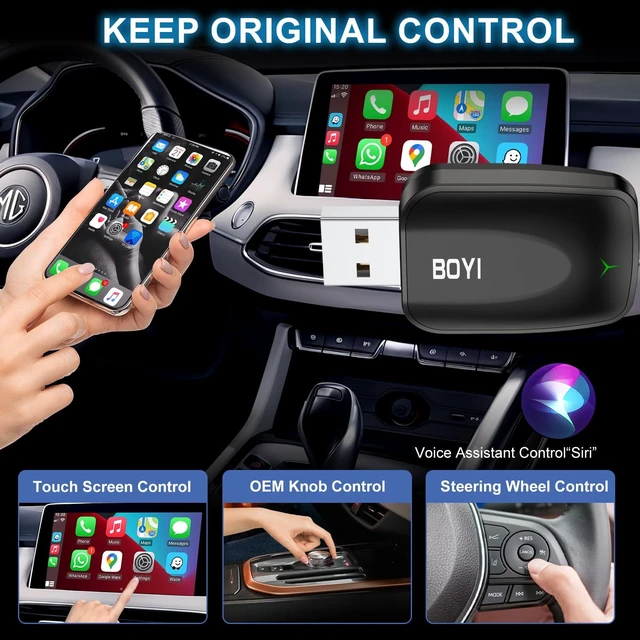Alt view image 4 of 5 - Mini Wireless CarPlay Adapter for iPhone Hidden Plug & Play Dongle for Wired CarPlay Cars, Auto Connect, USB-A & C, iOS 10+ Compatible, CarPlay Only
