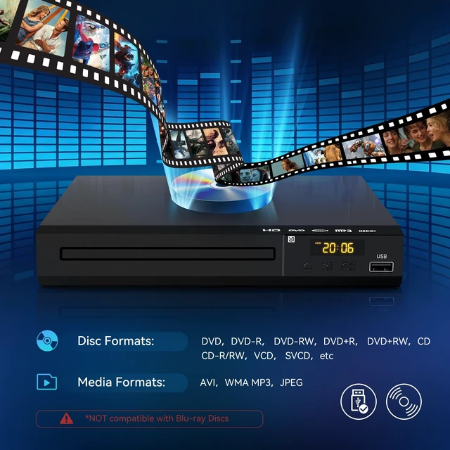 Alt view image 2 of 5 - TAVRYQEL Region Free DVD Player for TV, 1080P HDMI DVD/CD Player with USB Playback, Multi-Format Disc Support, HDMI & AV Output, Remote Control Included Does Not Play Blu-ray Discs