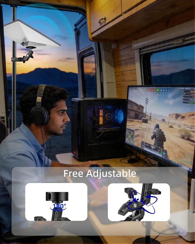 Alt view image 2 of 5 - for 2026 2025 Starlink Mini Clamp Mount and 2024 Pipe Adapters, Compatible with Starlink Mini Pipe Adapter and Flat Mount for RV Pole Yacht Camper Guardrails Car Boat Balcony Roof Aluminum