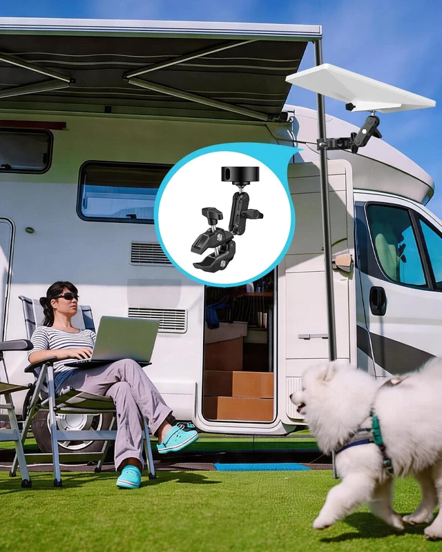 Alt view image 5 of 5 - for 2026 2025 Starlink Mini Clamp Mount and 2024 Pipe Adapters, Compatible with Starlink Mini Pipe Adapter and Flat Mount for RV Pole Yacht Camper Guardrails Car Boat Balcony Roof Aluminum