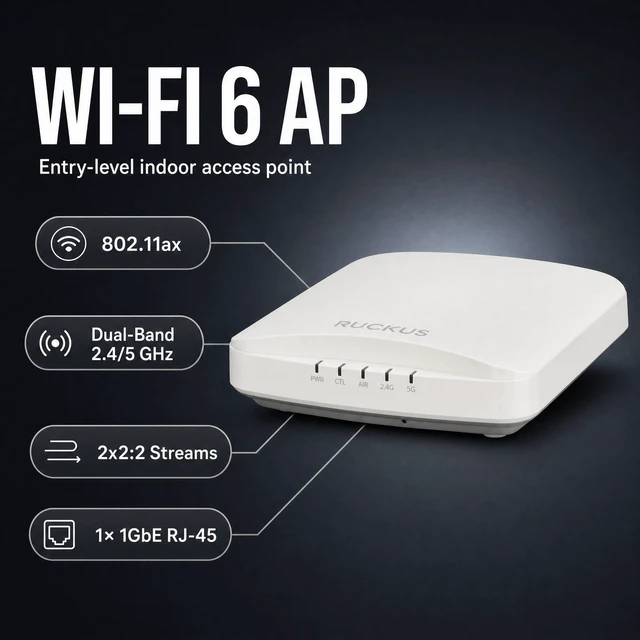 Alt view image 2 of 5 - Ruckus R350 Wi-Fi 6 Access Point (901-R350-US02), Dual-Band 1Gbps 2x2 MIMO, PoE, BeamFlex+, WPA3, USB IoT Port, Ceiling/Wall Mount AP ACE 3 Year Warranty (Hardware Only)