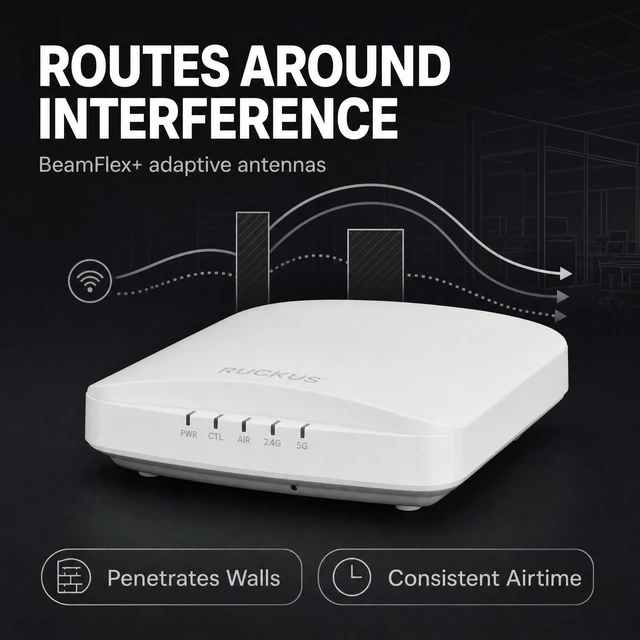 Alt view image 3 of 5 - Ruckus R350 Wi-Fi 6 Access Point (901-R350-US02), Dual-Band 1Gbps 2x2 MIMO, PoE, BeamFlex+, WPA3, USB IoT Port, Ceiling/Wall Mount AP ACE 3 Year Warranty (Hardware Only)
