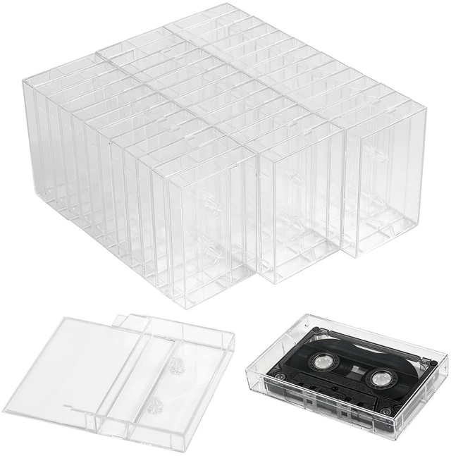 Main image of YAUFWUA 40 Pack Clear Plastic Cassette Tape Storage Cases, 4.29x2.75x0.6 Inch Audio Music Cassette Organizer Holder for Art Collection