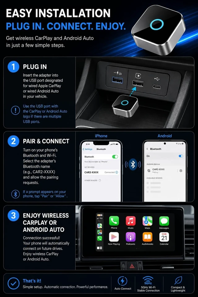 Alt view image 5 of 5 - Wireless CarPlay Adapter