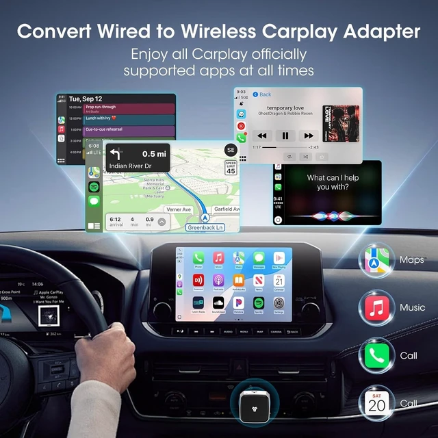 Alt view image 2 of 5 - Upgraded Wireless CarPlay Adapter for iPhone, Mini Cube Design for Apple CarPlay Convert Wired to Wireless,Fast Auto Connect, Low Latency, Plug & Play, USB-A/USB-C, Compact Design for iO