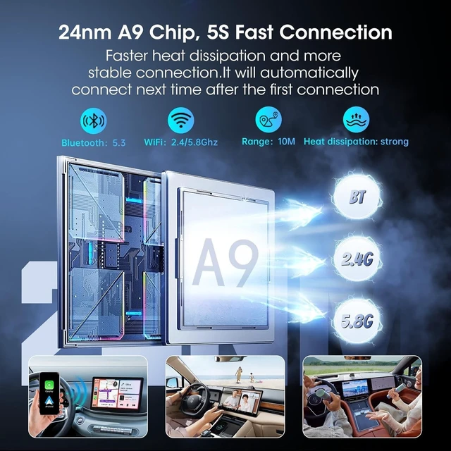 Alt view image 5 of 5 - Upgraded Wireless CarPlay Adapter for iPhone, Mini Cube Design for Apple CarPlay Convert Wired to Wireless,Fast Auto Connect, Low Latency, Plug & Play, USB-A/USB-C, Compact Design for iO