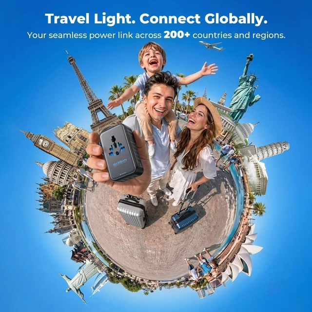 Alt view image 2 of 5 - Aura 70W Ultra-Slim Universal Travel Adapter 6-in-1 for EU/UK/AUS/AS/US