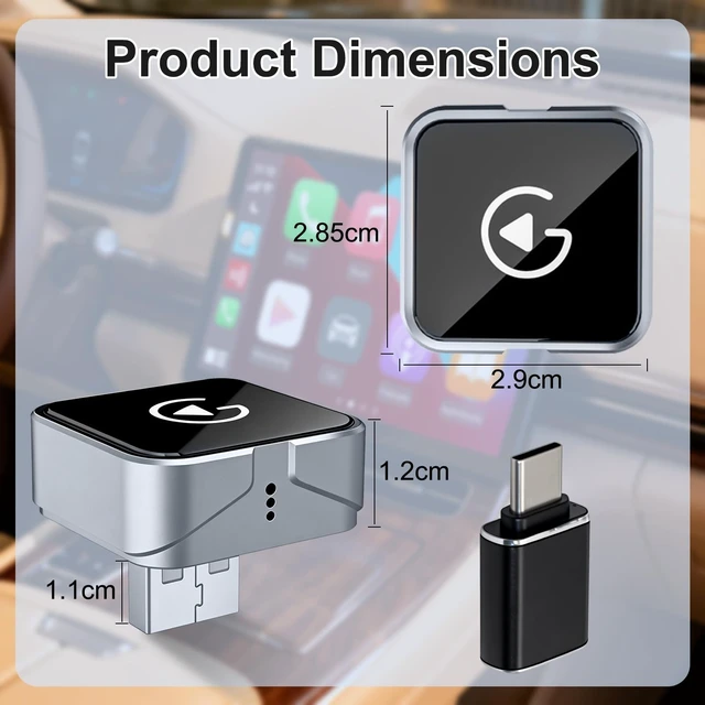 Alt view image 2 of 5 - Wireless CarPlay Adapter for Apple CarPlay & Android Auto, USB-C/Type-C