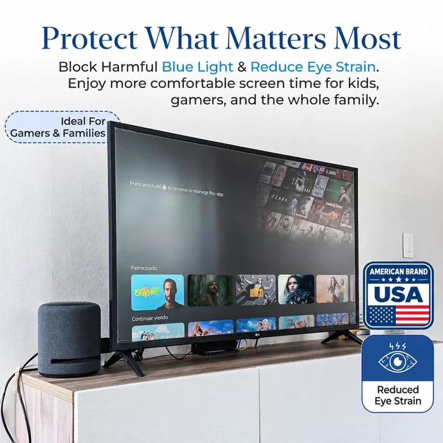 Alt view image 4 of 5 - RJ ROJER Anti Glare Film for TV 55 Inch Protector - Indoor & Outdoor TV Anti Glare Film - Prevents Glaring, Protects Screen and Reduces Blue Light for TV 55 Inches