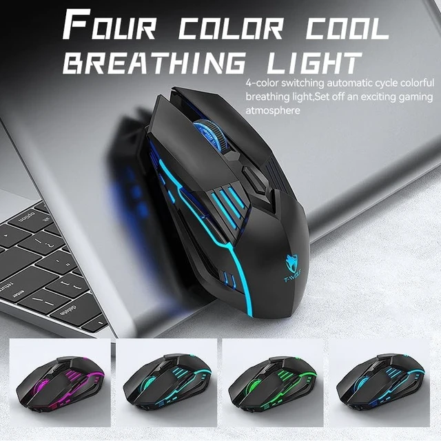 Alt view image 3 of 5 - Wireless Gaming Mouse, Tri-Mode Bluetooth 5.1/2.4G/Wired Gaming Mouse, 12800 DPI RGB Computer Mouse with 7 Programmable Buttons, USB-C Rechargeable Ergonomic PC Gaming Mouse for Laptop Mac Wind