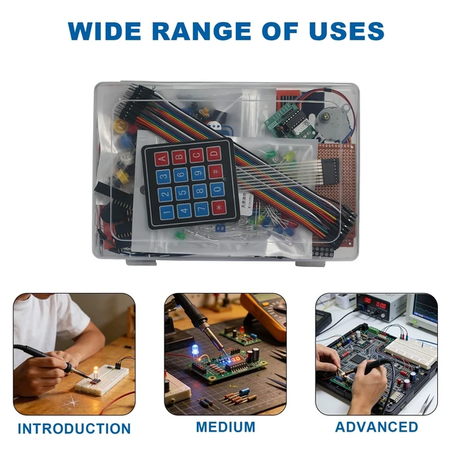 Alt view image 3 of 5 - 294pcs Electronics Breadboard Kit with Power Supply for Raspberry Pi