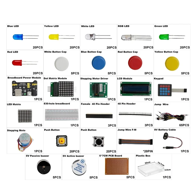 Alt view image 4 of 5 - 294pcs Electronics Breadboard Kit with Power Supply for Raspberry Pi