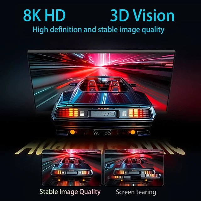 Alt view image 4 of 5 - Rulykar 8K Fiber Optic HDMI Cable, 10FT,HDMI 2.1 Cable 48Gbps Ultra High Speed,8K@60Hz/4K@120Hz,Dynamic HDR/eARC/VRR, Ultra HD Directional HDMI Cord Compatible with HDTV PC RTX4090