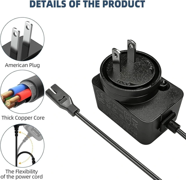 Alt view image 2 of 5 - Guy-Tech 2-Prong 12.6V 1.2A AC/DC Adapter Compatible for Hydrus Seauto Roker+ Plus SE PC03 for Aiper Scuba SE Grennix RKVC-YC003 G900 G905 Cordless Robotic Swimming Pool Vacuum Cleaner MX20Z-1261200