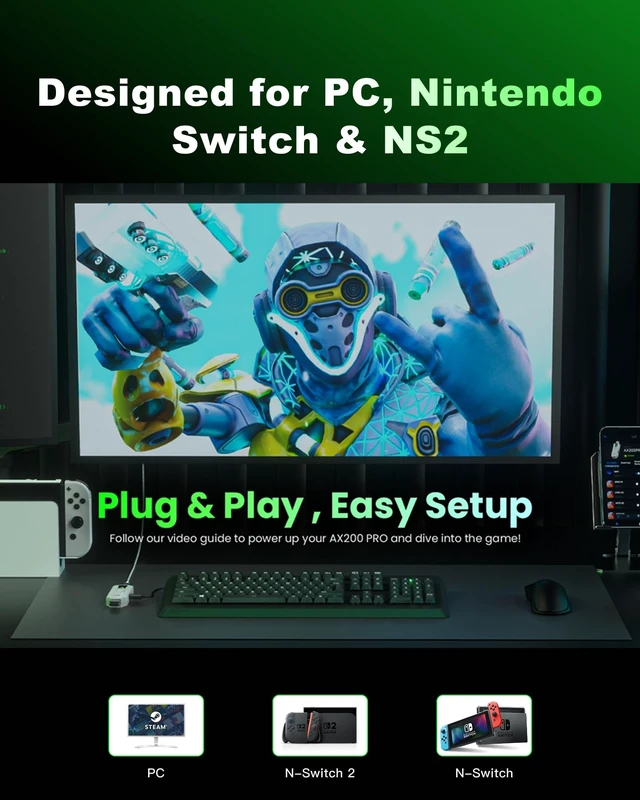 Alt view image 3 of 5 - AIMZENIX AX200PRO Keyboard and Mouse Adapter for PC, Switch, Switch 2