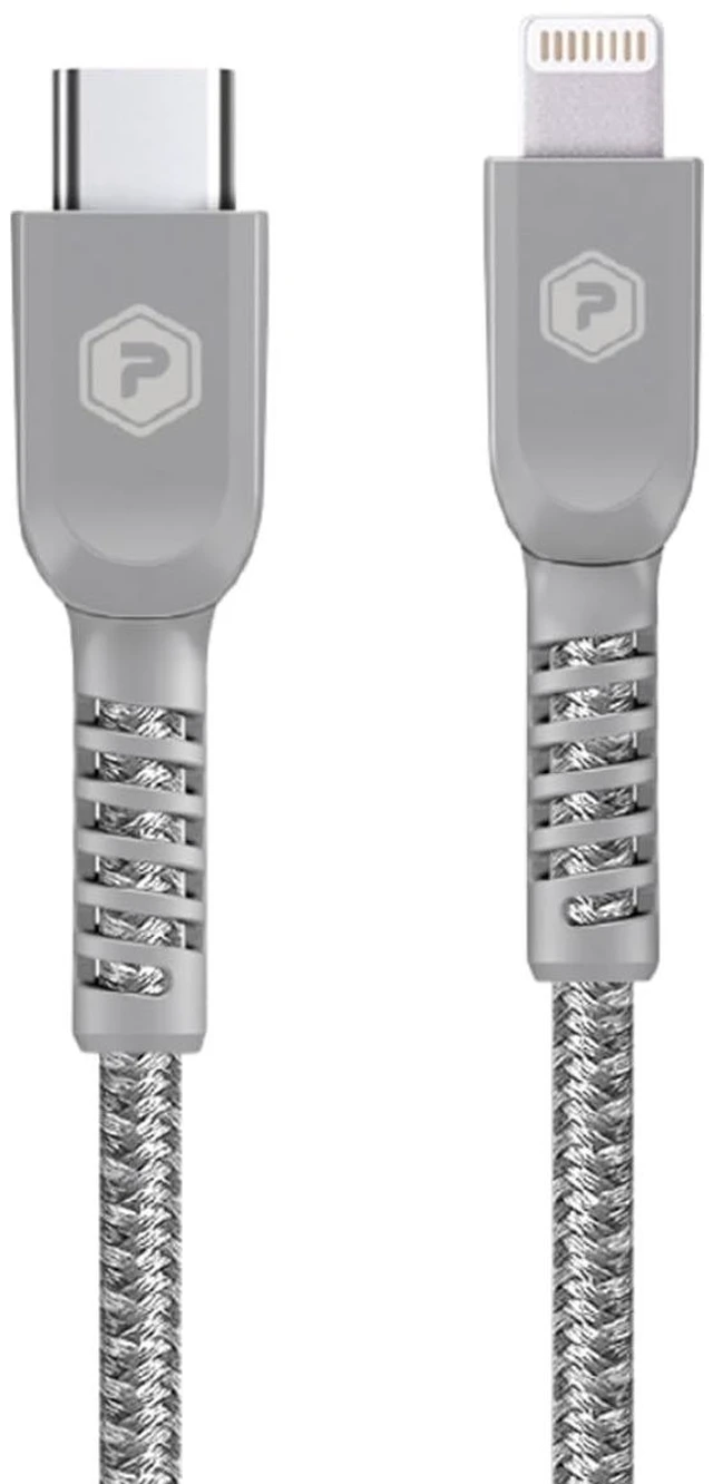 Main image of POWERPEAK USB-C to Lightning Cable, 6ft Braided Nylon Metallic iPhone Charger Cord, (MFi Certified) Sync Cable Compatible with iPhone Lightning Port Devices ^^ Silver