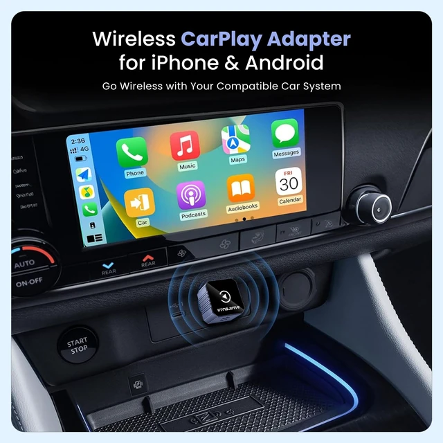 Alt view image 2 of 5 - MILENTII Wireless CarPlay Adapter for iPhone 6+ & Android Auto, 2-in-1 CarPlay Wireless Adapter with Bluetooth 5.0, 2.4/5.8GHz WiFi, USB-A & USB-C, Plug & Play, Auto Reconnect, Dark Blue