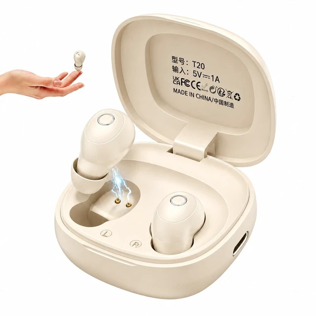 Main image of CUAUUO Invisible Earbuds for Small Ears, Super Light Mini Sleeping Headphones with Bluetooth 5.4, 30H Battery Case for Side Sleepers Office Gym Skin