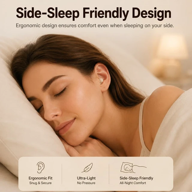 Alt view image 5 of 5 - CUAUUO Invisible Earbuds for Small Ears, Super Light Mini Sleeping Headphones with Bluetooth 5.4, 30H Battery Case for Side Sleepers Office Gym Skin