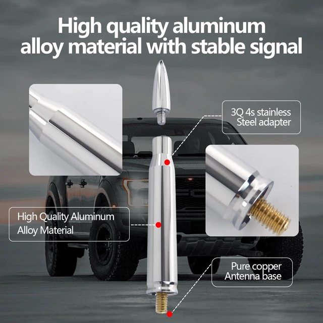 Alt view image 3 of 5 - 7.8 Inch Bullet Antenna Replacement for Ford RAM GMC Trucks