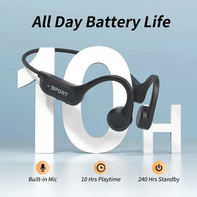 Alt view image 4 of 5 - CXK Bone Conduction Headphones Bluetooth 6.0 Open Ear Wireless with Mic