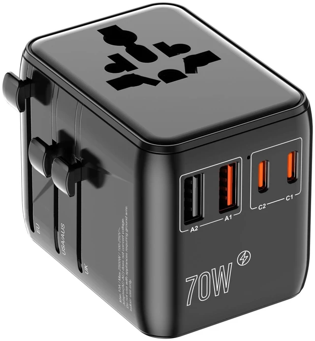 Main image of GaN 70W International Travel Adapter 6-in-1 for US/JP, EU, UK, AU