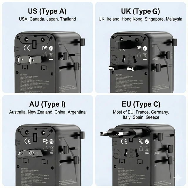 Alt view image 3 of 5 - GaN 70W International Travel Adapter 6-in-1 for US/JP, EU, UK, AU