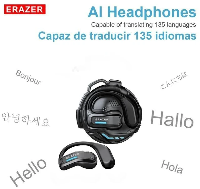 Alt view image 2 of 5 - ERAZER X8 Translation Earbuds Real Time - AI 135 Language Translator Earbuds, Audifonos Traductores Ingles Espanol, 3-in-1 Translating Device, Translate Ear Buds for Travel Learning