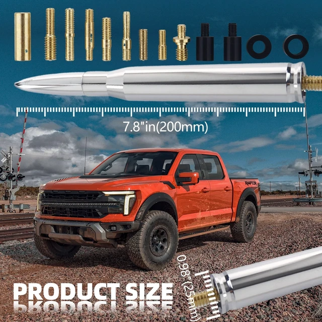 Alt view image 4 of 5 - 7.8 Inch Bullet Antenna Replacement for Ford RAM GMC Trucks