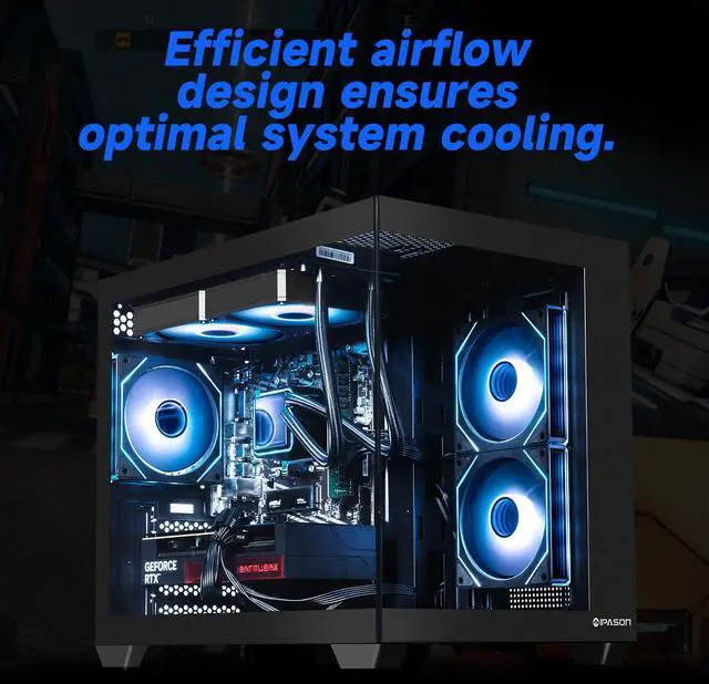 Alt view image 4 of 7 - IPASON Xelra Gaming Desktop PC , Ryzen7 5700X, Geforce RTX 5060 8G , 16GB DDR4,1TB NVMe SSD,550W  PSU, Liquid Cooler,Wi-Fi,ARGB Fans , Windows 11  ,Prebuilt Gaming Pc New compute