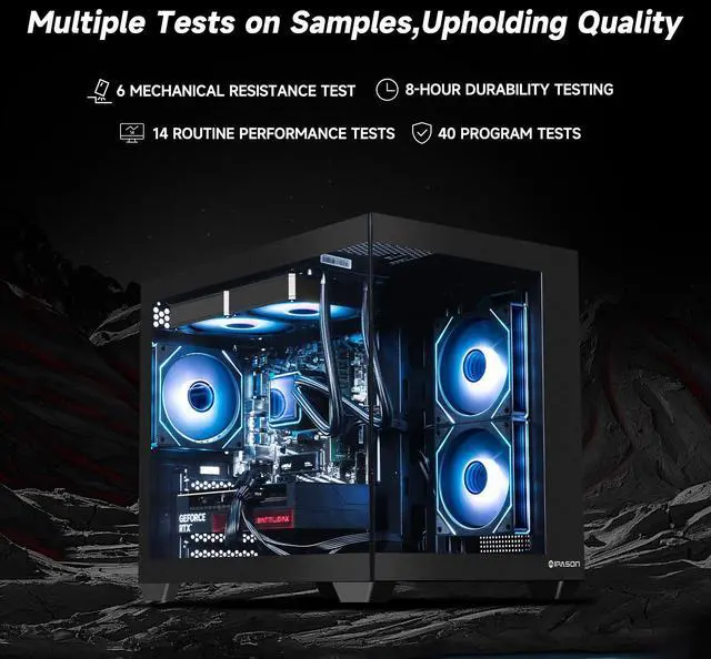 Alt view image 3 of 7 - IPASON Xelra Gaming Desktop PC , Ryzen7 5700X, Geforce RTX 5060 8G , 16GB DDR4,1TB NVMe SSD,550W  PSU, Liquid Cooler,Wi-Fi,ARGB Fans , Windows 11  ,Prebuilt Gaming Pc New compute