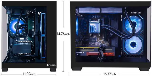 Alt view image 6 of 7 - IPASON Xelra Gaming Desktop PC , Ryzen7 5700X, Geforce RTX 5060 8G , 16GB DDR4,1TB NVMe SSD,550W  PSU, Liquid Cooler,Wi-Fi,ARGB Fans , Windows 11  ,Prebuilt Gaming Pc New compute