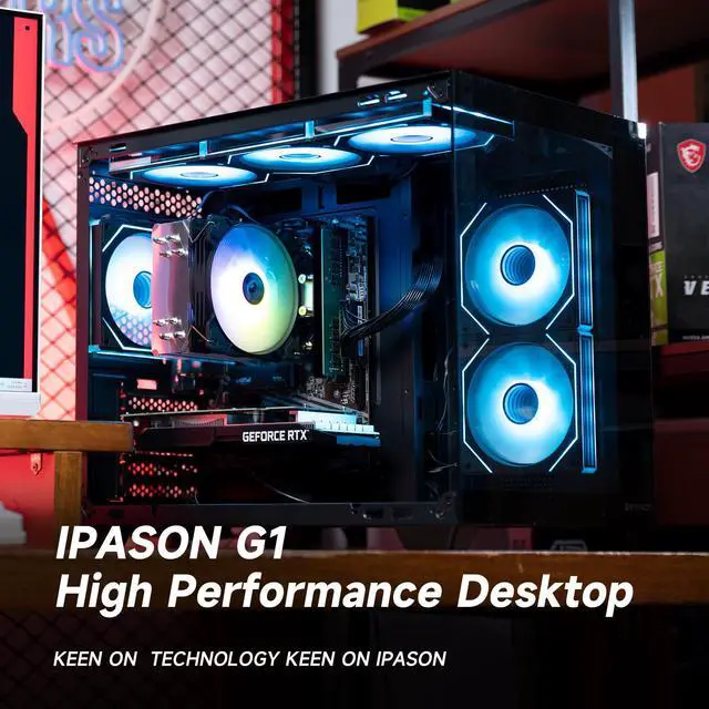 Alt view image 7 of 7 - IPASON Speedra Gaming Desktop PC , Ryzen7 5700X, Geforce RTX3050,16GB DDR4, 1TB NVMe SSD, 550W PSU, Wi-Fi,ARGB Fans , Windows 11 Home 64-bit ,Prebuilt Gaming Pc New compute