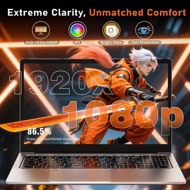 Alt view image 5 of 7 - Laptop ,Gaming Laptop 15.6 FHD , AMD Ryzen 7 5825U, 16GB RAM, 1TB SSD, Windows 11PRO, Graphite, Backlit KB, Gray