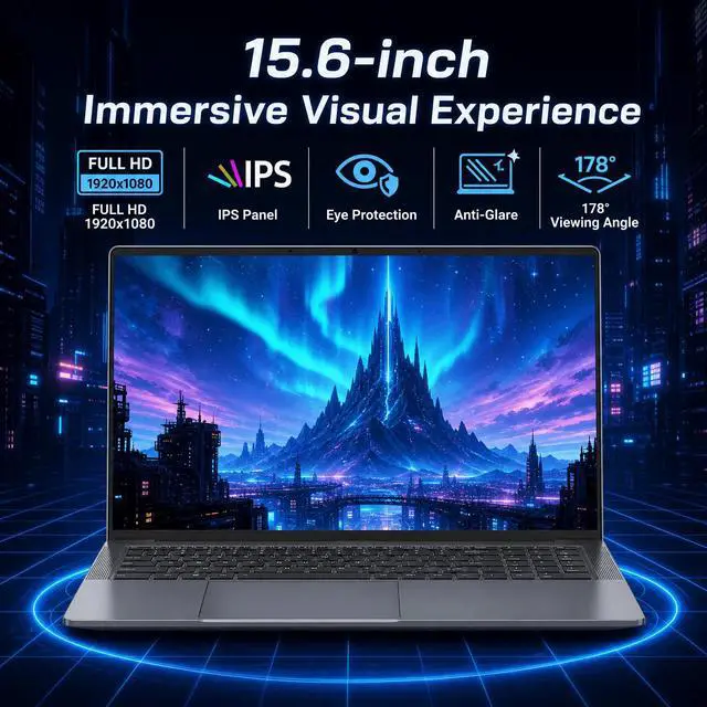 Alt view image 3 of 7 - Laptop 15.6" FHD IPS Gaming Laptop AMD Ryzen 7 5825U 16GB DDR4 512GB SSD Windows 11 Pro Backlit Keyboard Gray Graphite