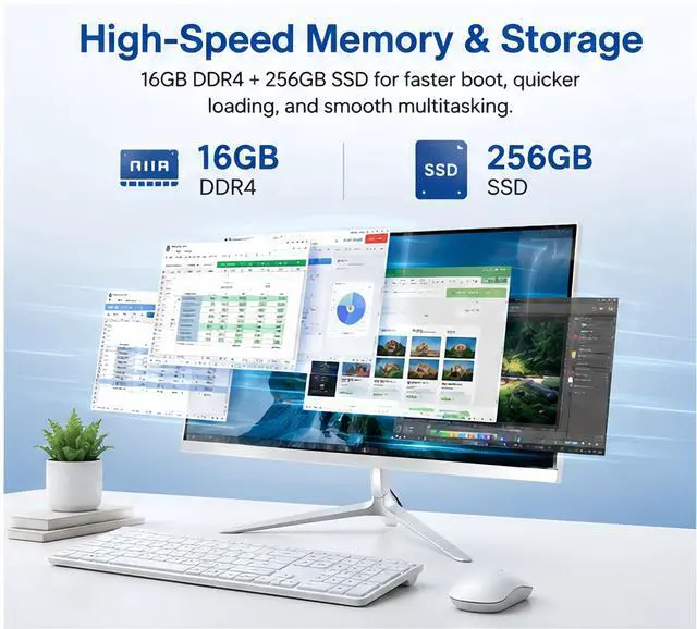 Alt view image 5 of 6 - All-in-One Desktop 21.5" Fhd Display Intel Core i7 up to 3.3GHz 16GB RAM 256GB SSD Windows 10,Mouse,Keyboard