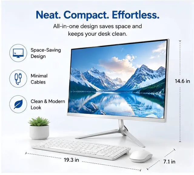 Alt view image 2 of 6 - All-in-One Desktop 21.5" Fhd Display Intel Core i7 up to 3.3GHz 16GB RAM 256GB SSD Windows 10,Mouse,Keyboard