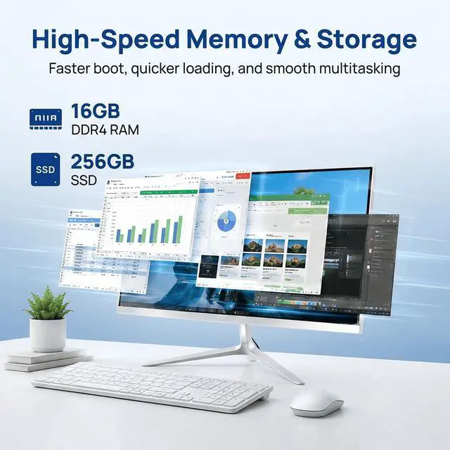 Alt view image 6 of 7 - All-in-One Desktop 21.5 FHD Display, Intel Core i7 Processor Up to 3.3GHz, 16GB RAM 256GB SSD, Windows 10 with Keyboard and Mouse