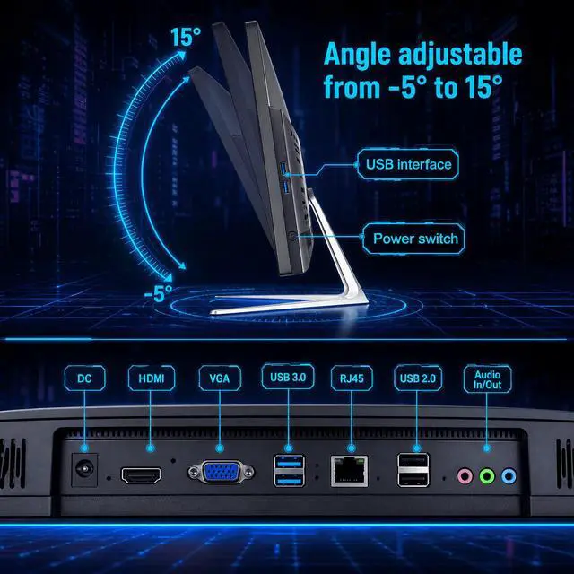 Alt view image 7 of 7 - Toemaagic All-in-One Desktop 24 FHD Display Intel Core i5-6500 16GB RAM 512GB SSD Windows 10,Mouse,Keyboard ,White