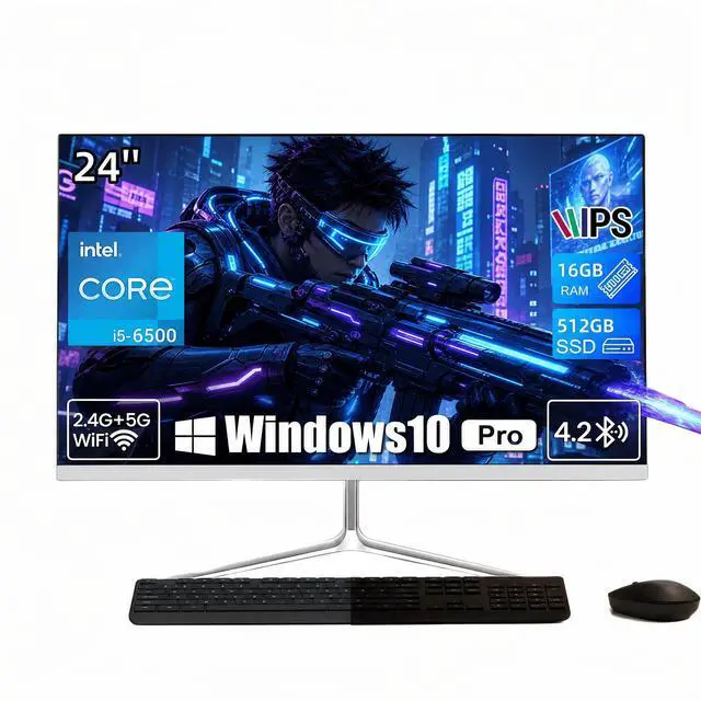 Main image of Toemaagic All-in-One Desktop 24 FHD Display Intel Core i5-6500 16GB RAM 512GB SSD Windows 10,Mouse,Keyboard ,White