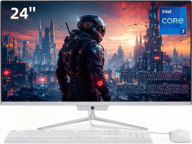 Main image of All-in-One Desktop 24" FHD Display Intel Core i7 up to 4.0GHz 16GB RAM 256GB SSD Windows 10,Mouse,Keyboard ,White