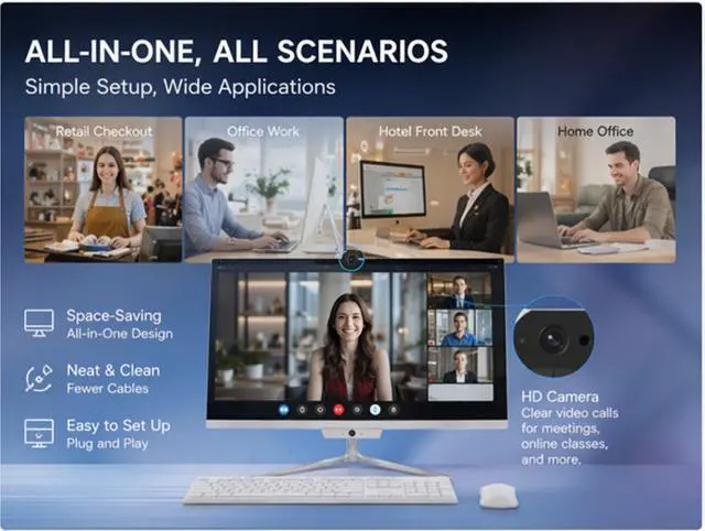 Alt view image 6 of 7 - All-in-One Desktop 24" FHD Display Intel Core i7 up to 4.0GHz 16GB RAM 256GB SSD Windows 10,Mouse,Keyboard ,White
