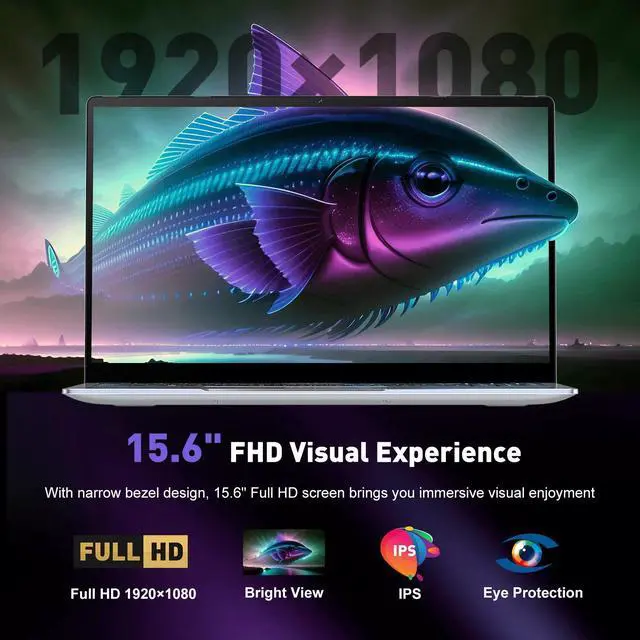 Alt view image 7 of 7 - Toemaagic Laptop 15.6" FHD 16GB 512GB Intel Celeron Alder Lake N95 with Windows 11 Pro