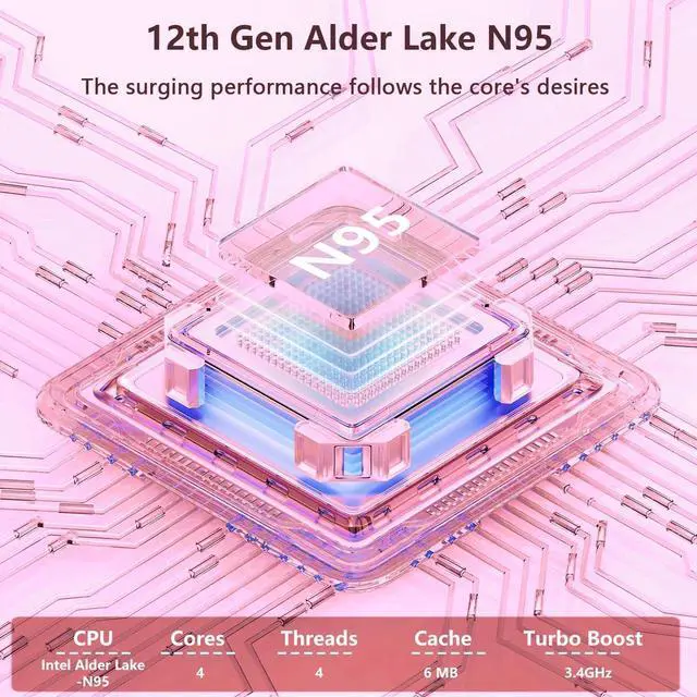 Alt view image 3 of 6 - Toemaagic Laptop 15.6 FHD Business laptop, Intel Alder Lake-N95, 16GB RAM, 1TB SSD, Windows 11, WiFi5, Pink