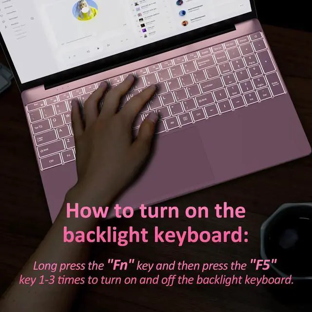 Alt view image 5 of 6 - Toemaagic Laptop 15.6 FHD Business laptop, Intel Alder Lake-N95, 16GB RAM, 1TB SSD, Windows 11, WiFi5, Pink