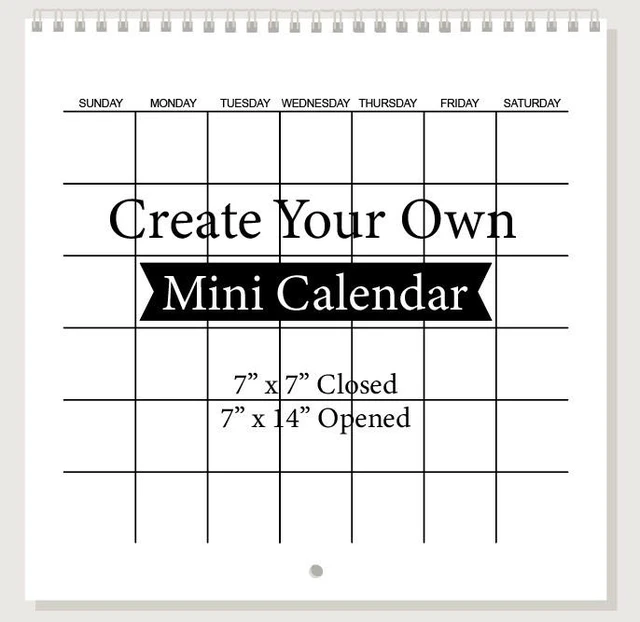 Main image of Spiral Bound Hanging Monthly Calendar, Create Your Own Blank Scrapbook Wall Calendar, Undated, 7 Inch X 7 Inch Size Closed, 7 x 14 Inch Size Open, DIY Spiral Bound Hanging