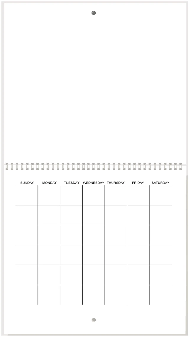Alt view image 3 of 3 - Spiral Bound Hanging Monthly Calendar, Create Your Own Blank Scrapbook Wall Calendar, Undated, 7 Inch X 7 Inch Size Closed, 7 x 14 Inch Size Open, DIY Spiral Bound Hanging